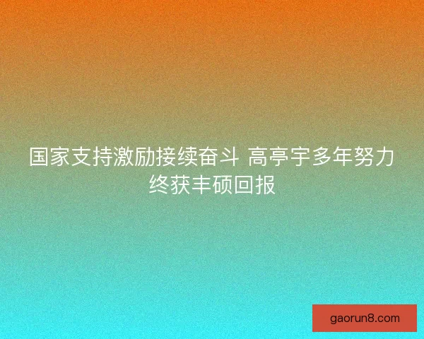 国家支持激励接续奋斗 高亭宇多年努力终获丰硕回报